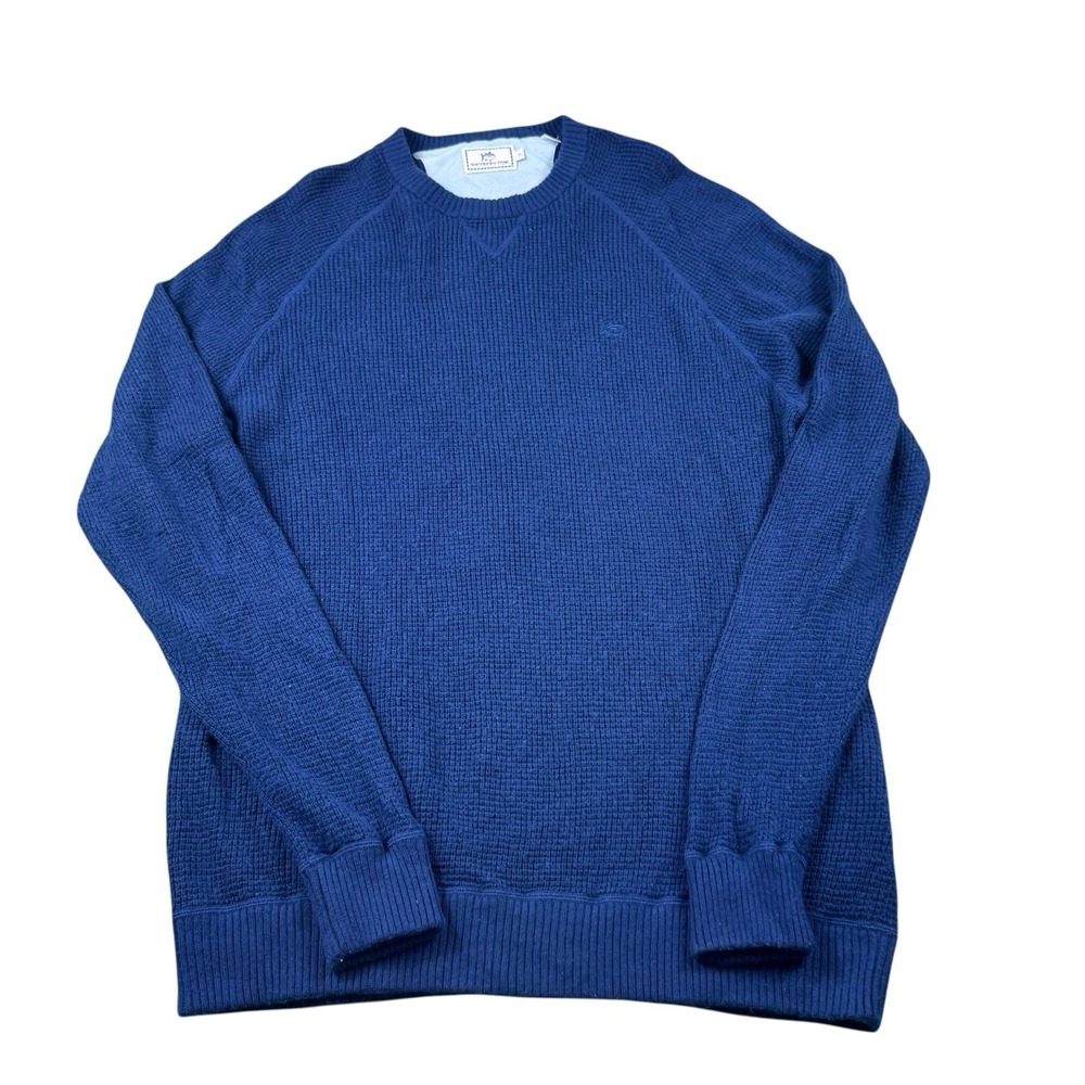Southern Tide Knit Blue Wool Cashmere Logo Sweater Size XL Excellent